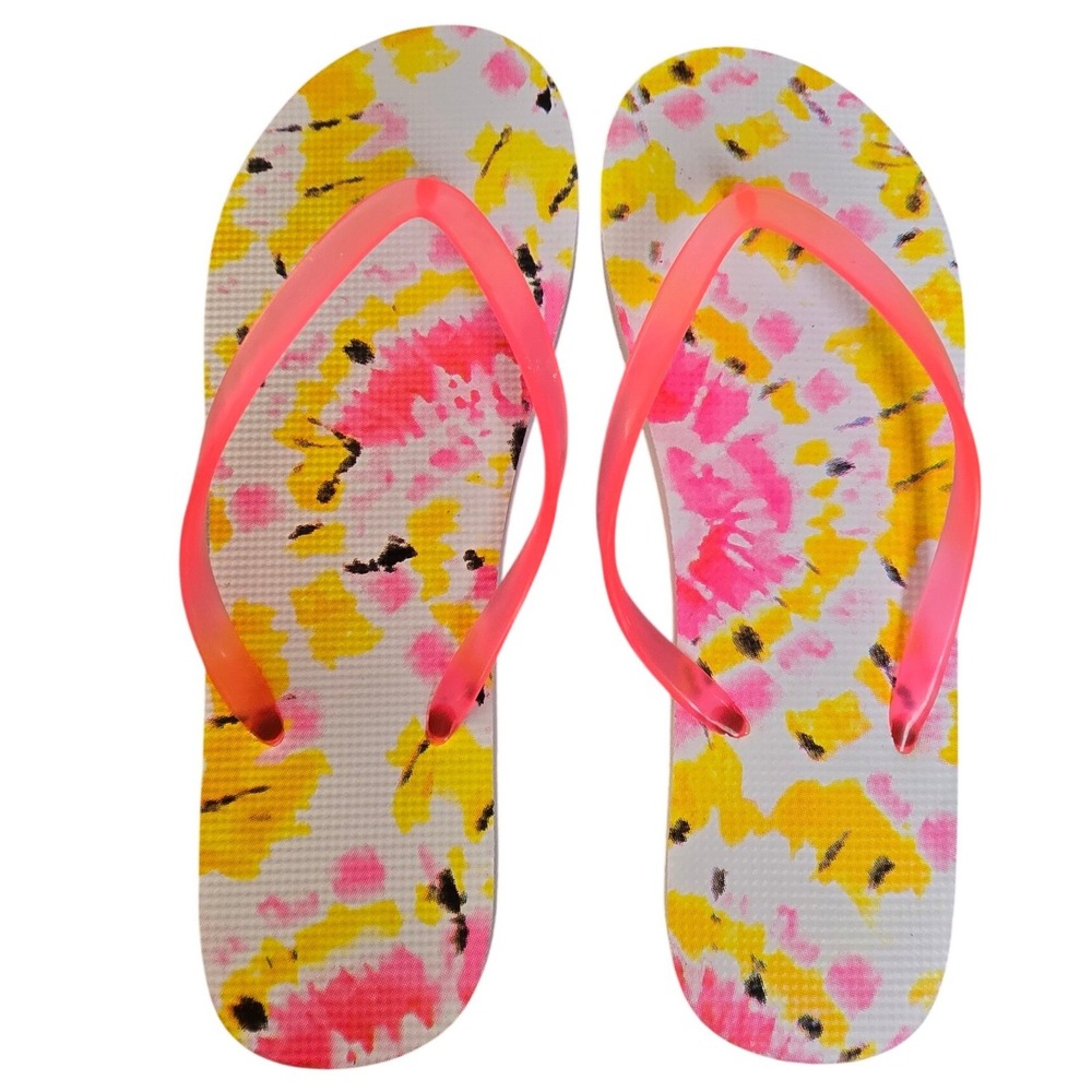 Aeropostale NWT Women's Tie Dye Flip Flop Sandals Pink Yellow Neon Size 9